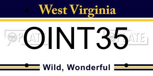 OINT35 West Virginia License Plate