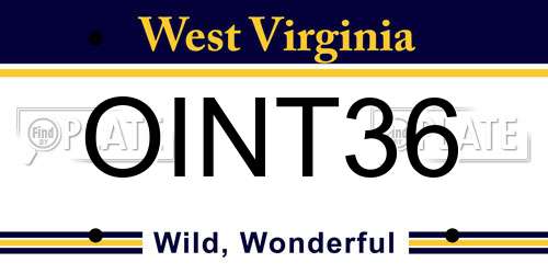 OINT36 West Virginia License Plate