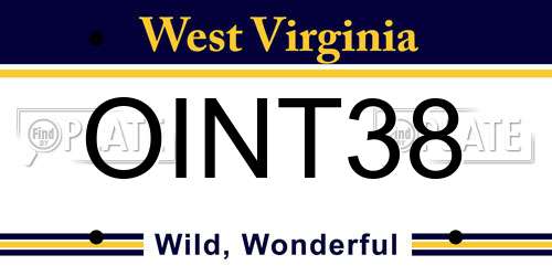 OINT38 West Virginia License Plate