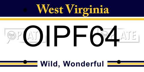 OIPF64 West Virginia License Plate