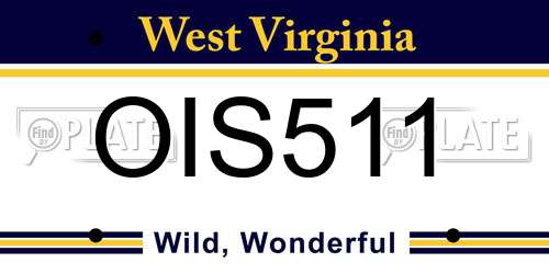 OIS511 West Virginia License Plate