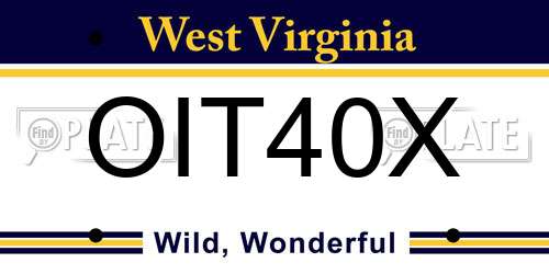 OIT40X West Virginia License Plate