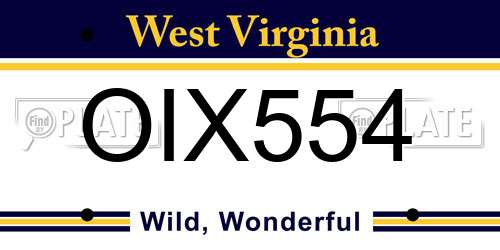 OIX554 West Virginia License Plate