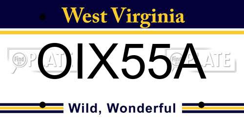OIX55A West Virginia License Plate