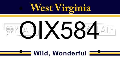 OIX584 West Virginia License Plate