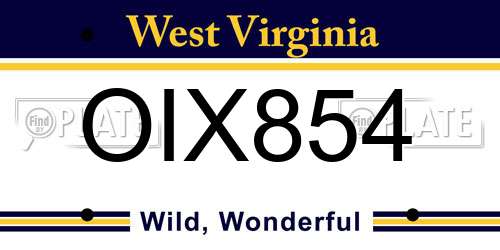 OIX854 West Virginia License Plate