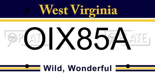 OIX85A West Virginia License Plate