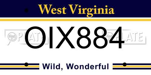 OIX884 West Virginia License Plate