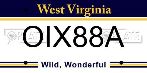 OIX88A West Virginia License Plate