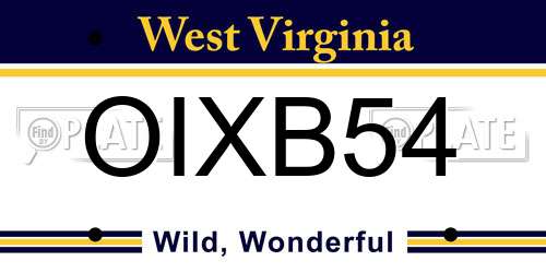 OIXB54 West Virginia License Plate