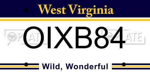 OIXB84 West Virginia License Plate