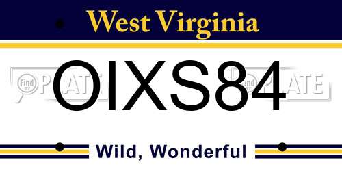 OIXS84 West Virginia License Plate