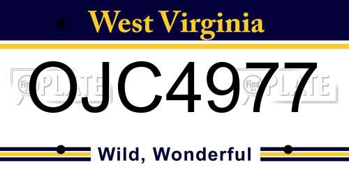 OJC4977 West Virginia License Plate