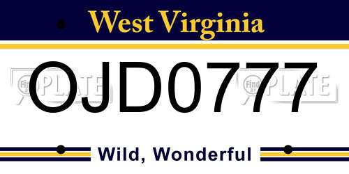 OJD0777 West Virginia License Plate