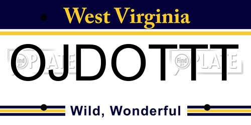 OJDOTTT West Virginia License Plate