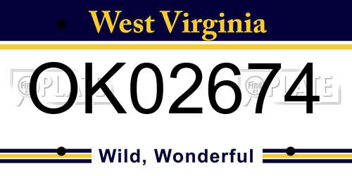 OK02674 West Virginia License Plate
