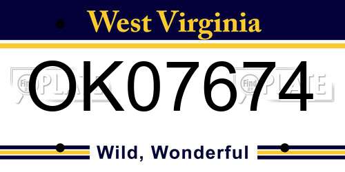 OK07674 West Virginia License Plate