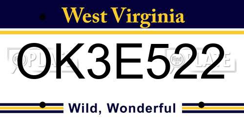 OK3E522 West Virginia License Plate