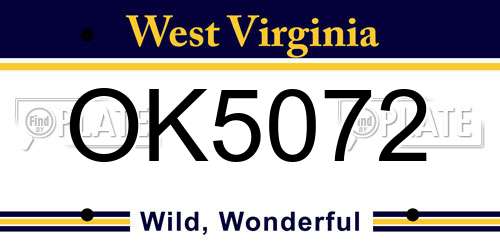 OK5072 West Virginia License Plate