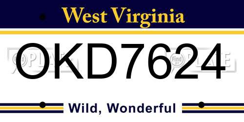 OKD7624 West Virginia License Plate