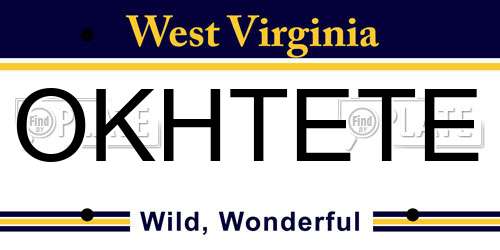 OKHTETE West Virginia License Plate