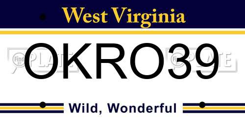 OKRO39 West Virginia License Plate