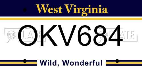 OKV684 West Virginia License Plate