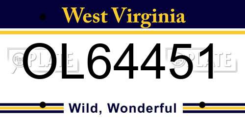 OL64451 West Virginia License Plate