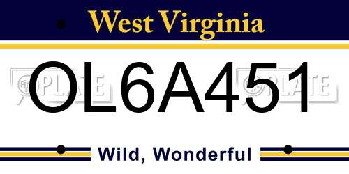 OL6A451 West Virginia License Plate