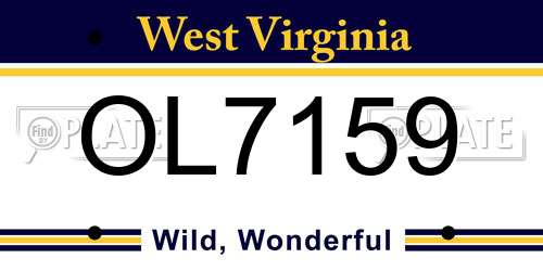 OL7159 West Virginia License Plate