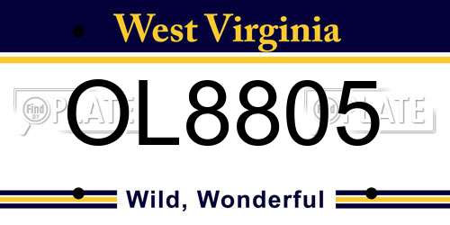 OL8805 West Virginia License Plate