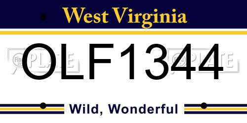 OLF1344 West Virginia License Plate