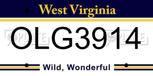 OLG3914 West Virginia License Plate