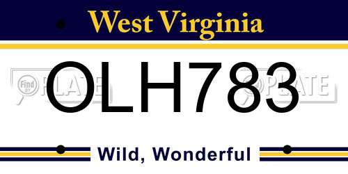 OLH783 West Virginia License Plate