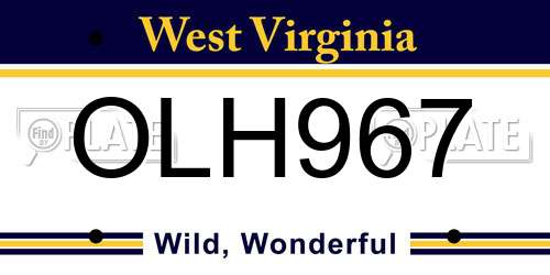 OLH967 West Virginia License Plate