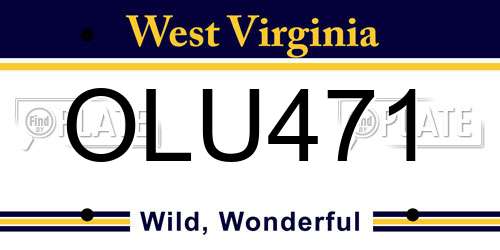 OLU471 West Virginia License Plate