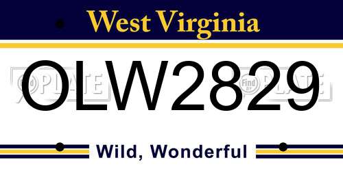OLW2829 West Virginia License Plate