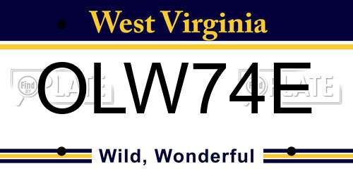 OLW74E West Virginia License Plate