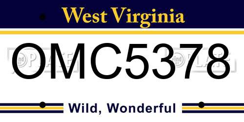 OMC5378 West Virginia License Plate