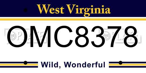 OMC8378 West Virginia License Plate
