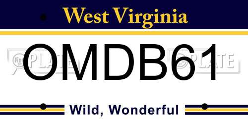 OMDB61 West Virginia License Plate