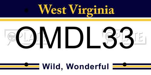 OMDL33 West Virginia License Plate