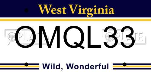 OMQL33 West Virginia License Plate