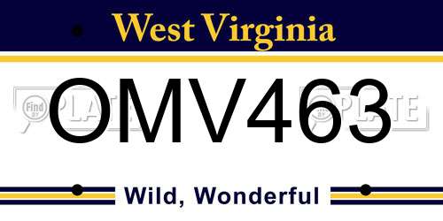 OMV463 West Virginia License Plate