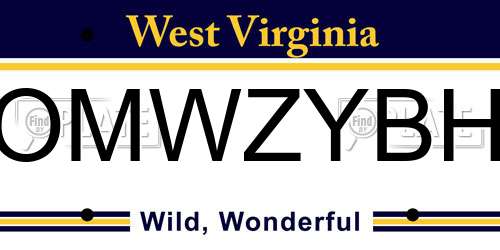 OMWZYBH West Virginia License Plate