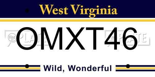 OMXT46 West Virginia License Plate