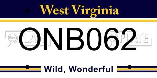 ONB062 West Virginia License Plate