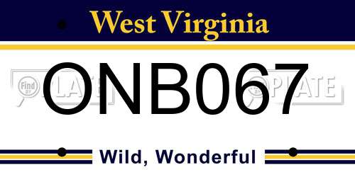 ONB067 West Virginia License Plate