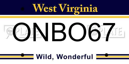 ONBO67 West Virginia License Plate