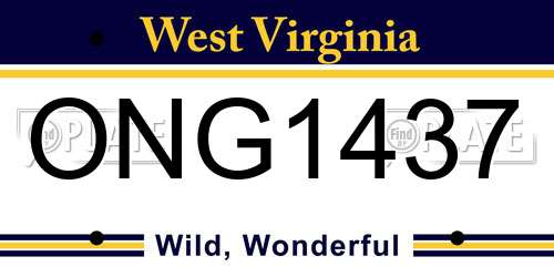 ONG1437 West Virginia License Plate